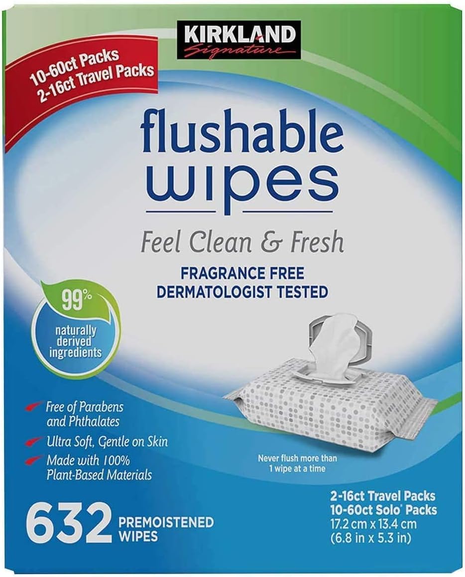 Kirkland Signature Moist Flushable Wipes 632 Count